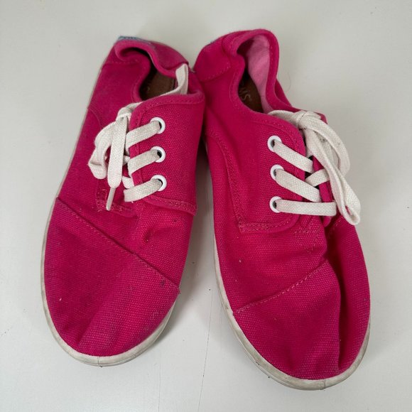Pink Lace Up TOMS | Youth 4 - Picture 1 of 4